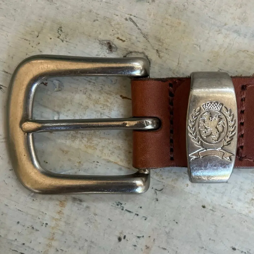 Vintage Brown Braided Leather Belt Made in Turkey coastal preppy casual Size 36